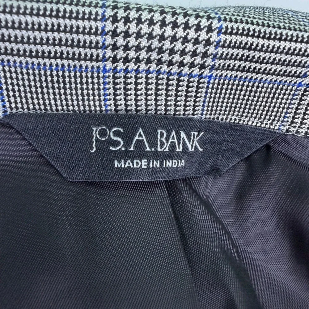Jos. A. Bank Blazer Mens 48R Gray Blue Plaid Signature Collection Sport Coat